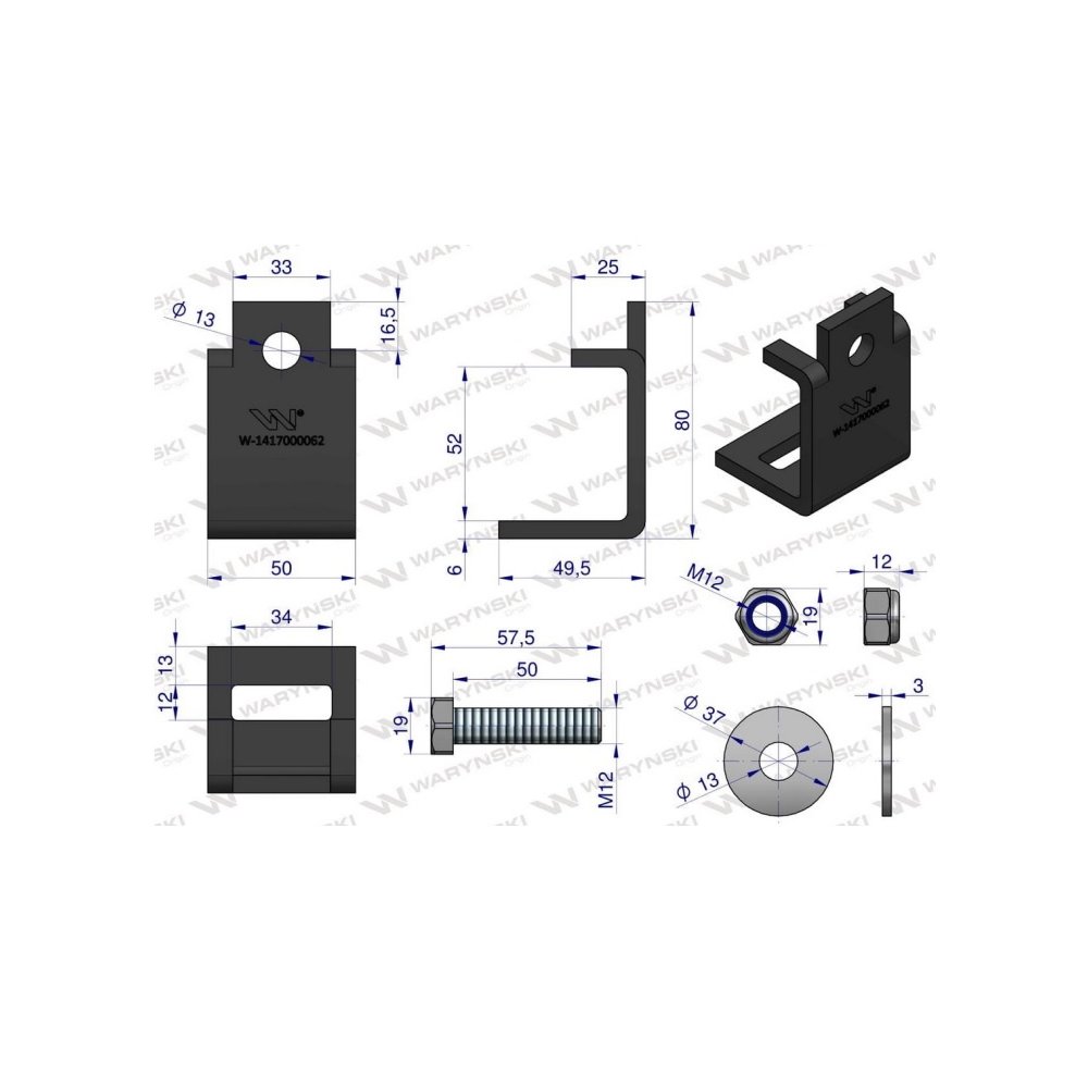 Nakładka zęba agregatu 32x10 na profil 50x20 kpl. Waryński (sprzedawane po 5)