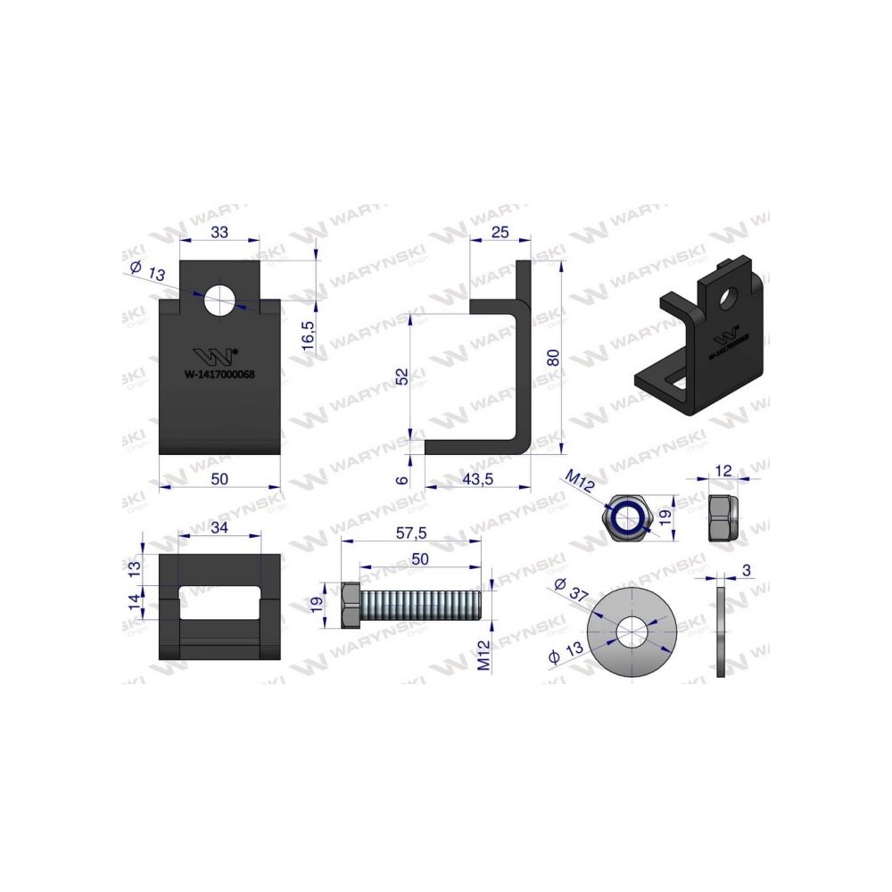Nakładka zęba agregatu 32x12 na profil 50x12 kpl. Waryński (sprzedawane po 5)