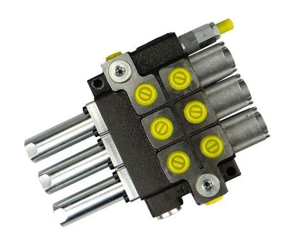 Rozdzielacz hydrauliczny 3-sekcyjny max przepływ 40L sterowany na linkę Waryński