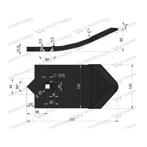 Dziób jednootworowy agregatu podorywkowego zamiennik Ap/84 Kos Unia stal borowa Napawane Waryński