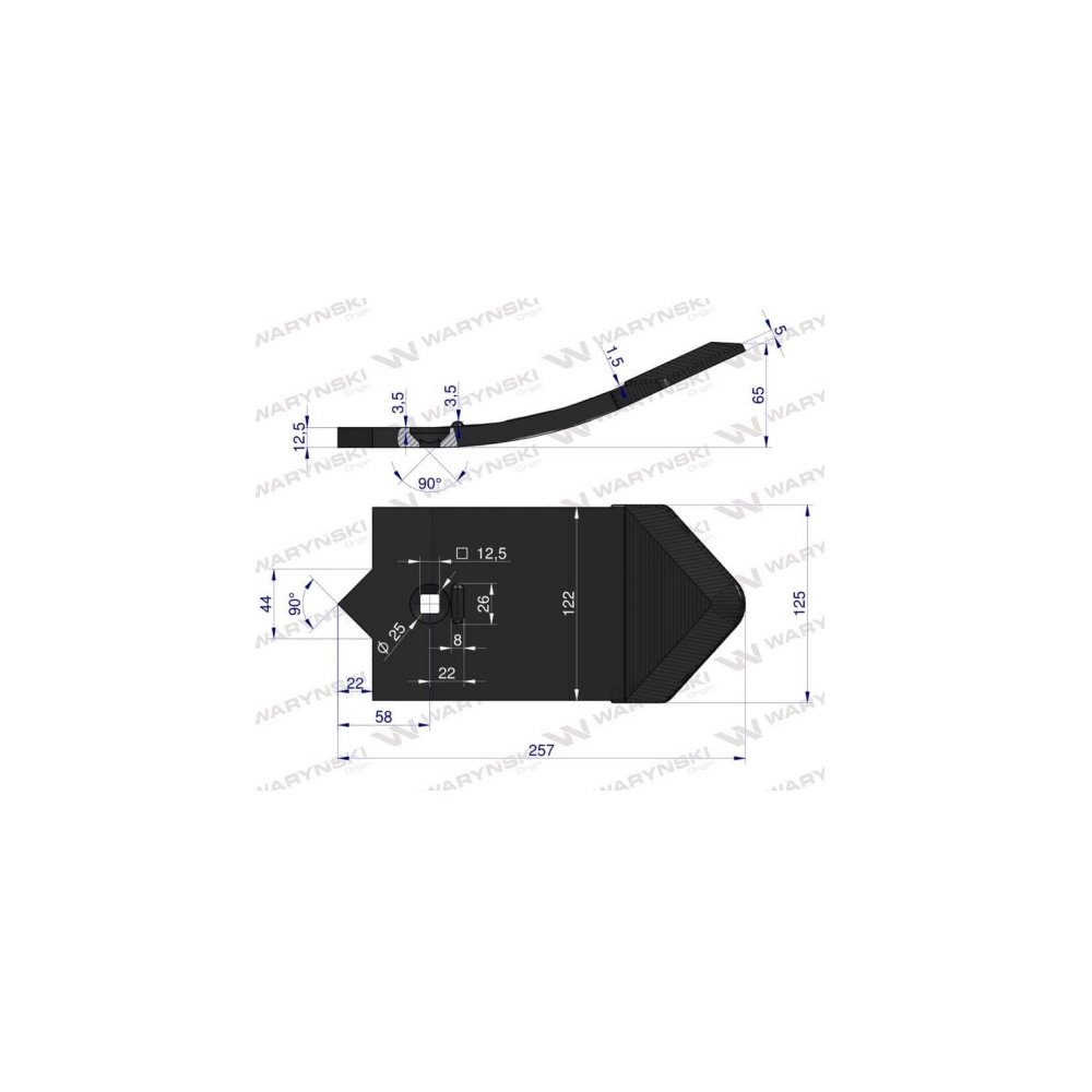 Dziób jednootworowy agregatu podorywkowego zamiennik Ap/84 Kos Unia stal borowa Napawane Waryński