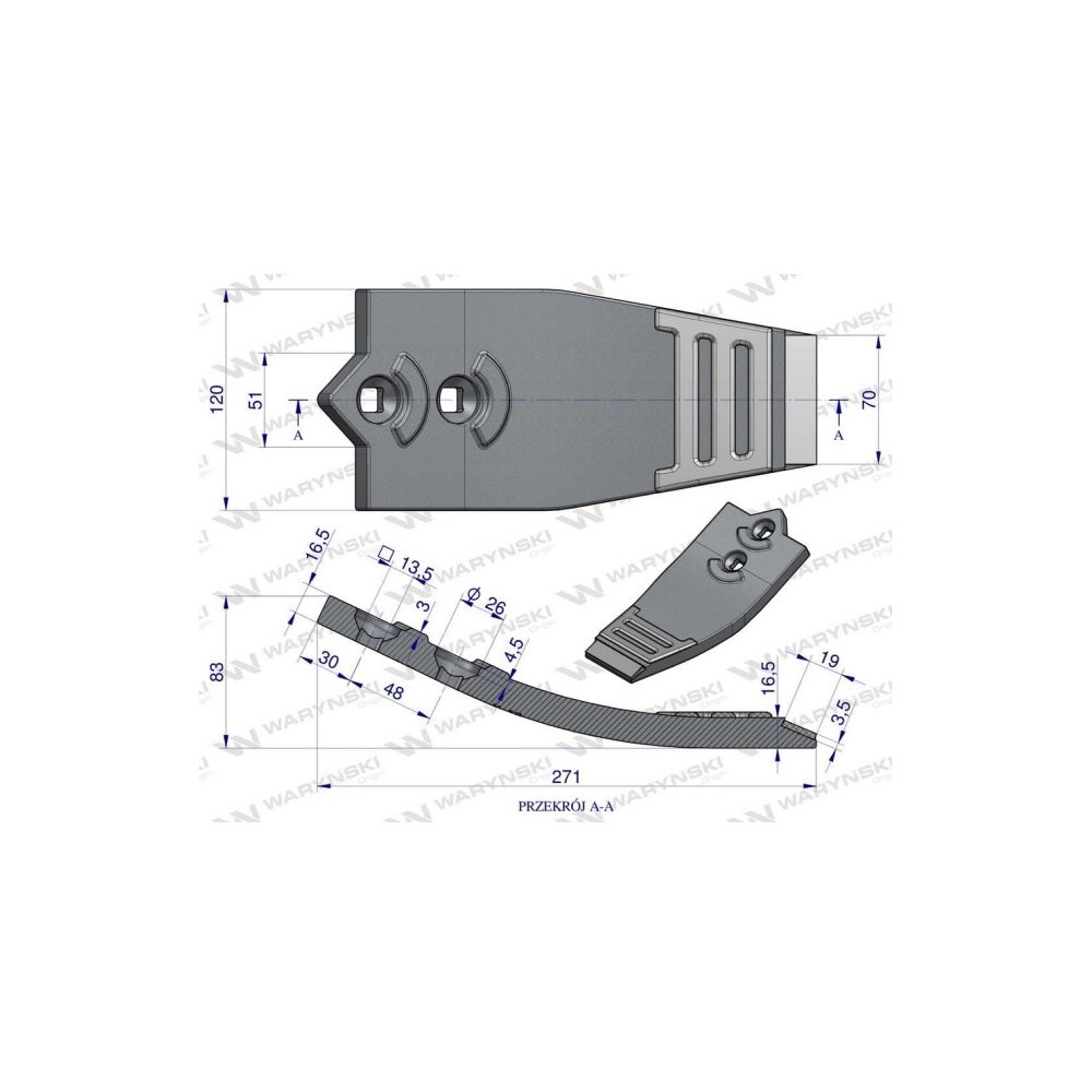 Dziób redlicy zęba szeroki 120mm zastosowanie CX Unia Cross AU/2065 Waryński Maxx 11211420651