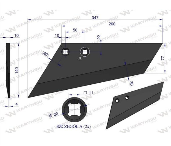 Lemiesz agregatu podorywkowego lewy zastosowanie Farmet stal borowa Waryński