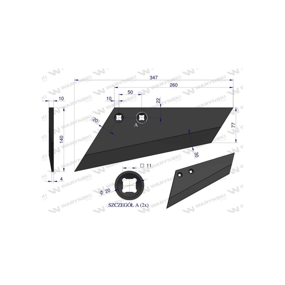 Lemiesz agregatu podorywkowego lewy zastosowanie Farmet stal borowa Waryński