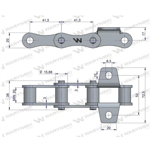 Łańcuch do sadzarki bez łopatek 60PS 20 przyłączy Waryński