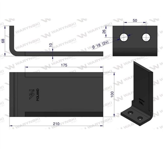 Nóż sadowniczy rozdrabniacza gałęzi boczny stały zastosowanie 199RZ-2 Kosiarka Sadownicza Waryński