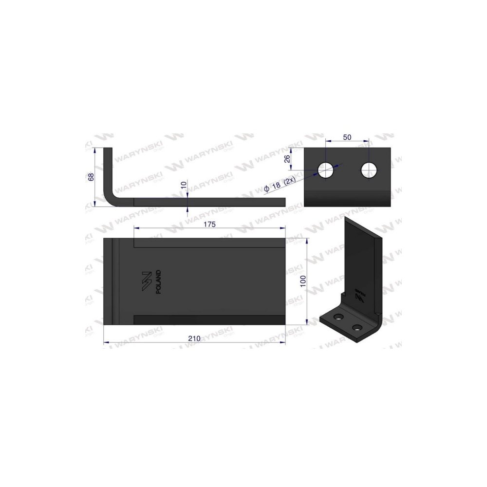 Nóż sadowniczy rozdrabniacza gałęzi boczny stały zastosowanie 199RZ-2 Kosiarka Sadownicza Waryński