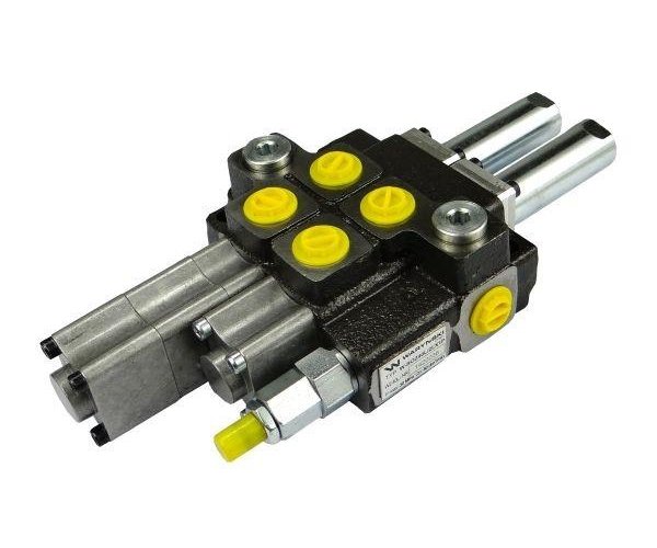 Rozdzielacz hydrauliczny 2-sekcyjny max przepływ 40L 1-sekcja pływająca - sterowany na linkę Waryński