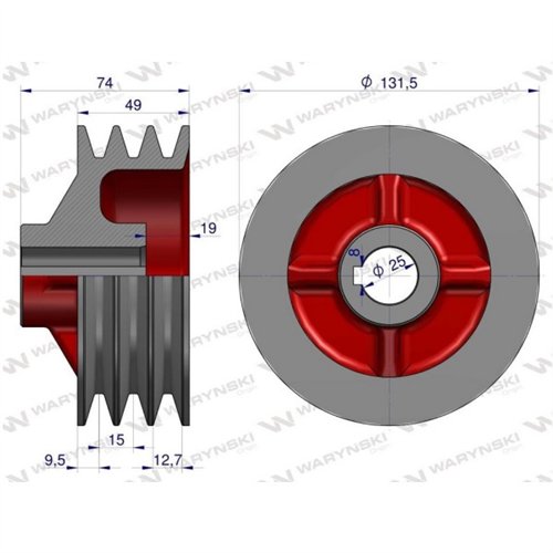 Koło pasowe małe zastosowanie Kosiarka rotacyjna polska 1.35 Waryński
