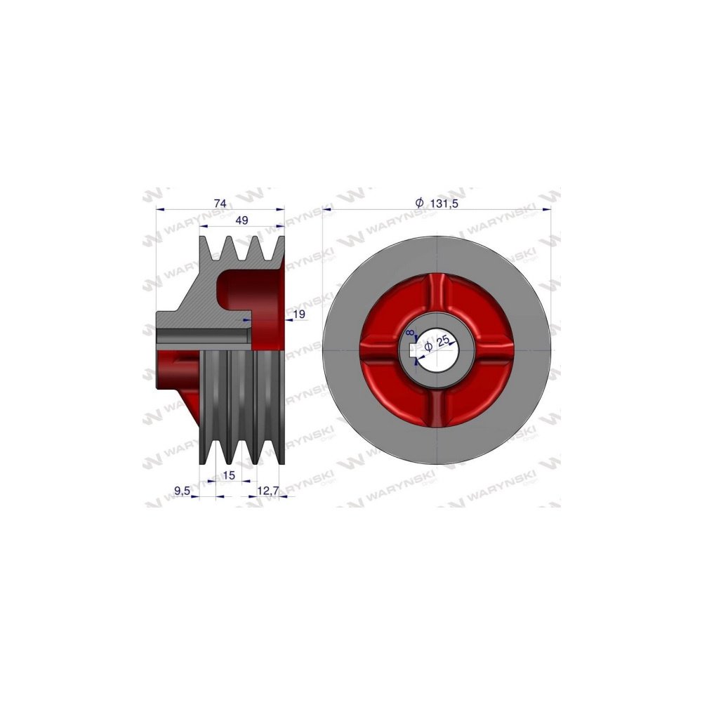 Koło pasowe małe zastosowanie Kosiarka rotacyjna polska 1.35 Waryński