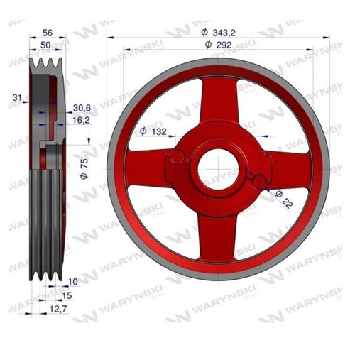 Koło pasowe duże zastosowanie Kosiarka rotacyjna polska 1.35 Waryński