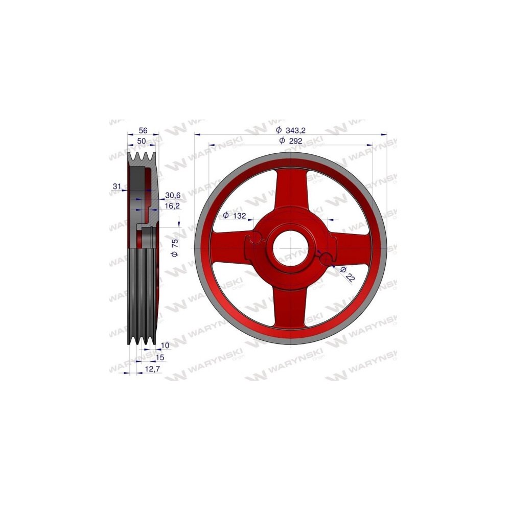 Koło pasowe duże zastosowanie Kosiarka rotacyjna polska 1.35 Waryński