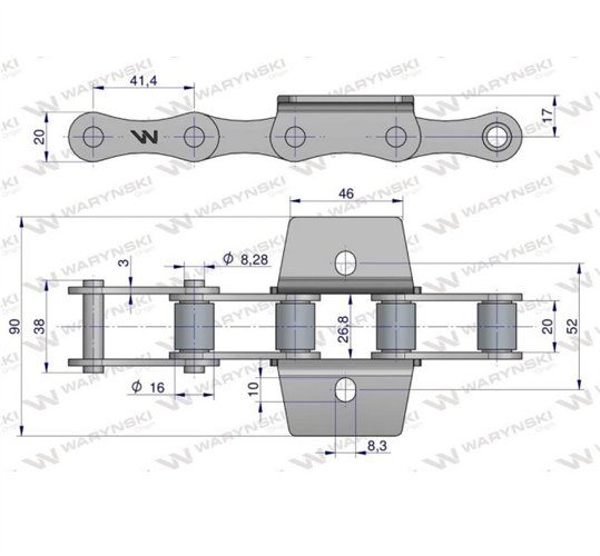 Łańcuch przenośnika zastosowanie kombajn buraczany Neptun Waryński