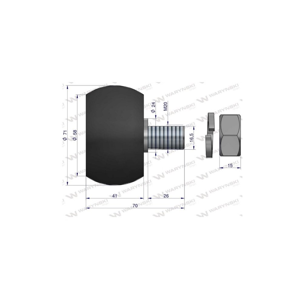 Rolka wstrząsacza kpl. oś ocynkowana polskie łożyska Anna Waryński