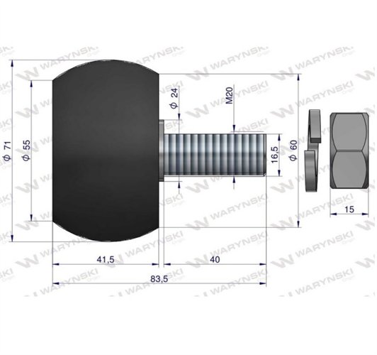 Rolka wstrząsacza oddzielacza porostu kpl. oś ocynkowana polskie łożyska Anna Waryński