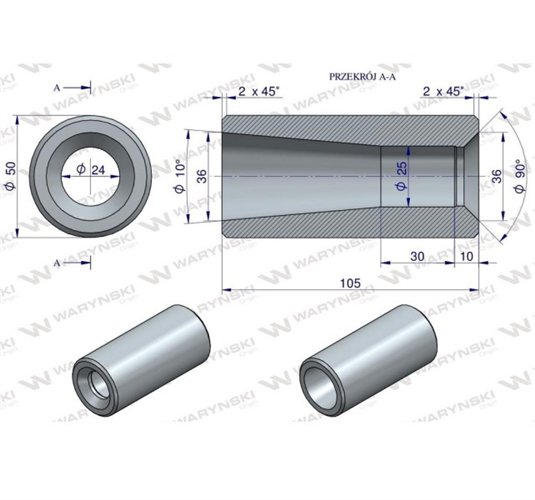 Tuleja zęba ładowacza uniwersalna do zębów 710, 810, 1100, 680 Tur Waryński