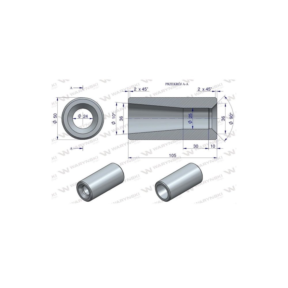 Tuleja zęba ładowacza uniwersalna do zębów 710, 810, 1100, 680 Tur Waryński