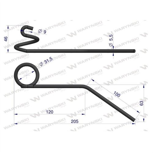 Palec sprężysty nagarniacza motowideł zastosowanie Claas 650500.0 Waryński