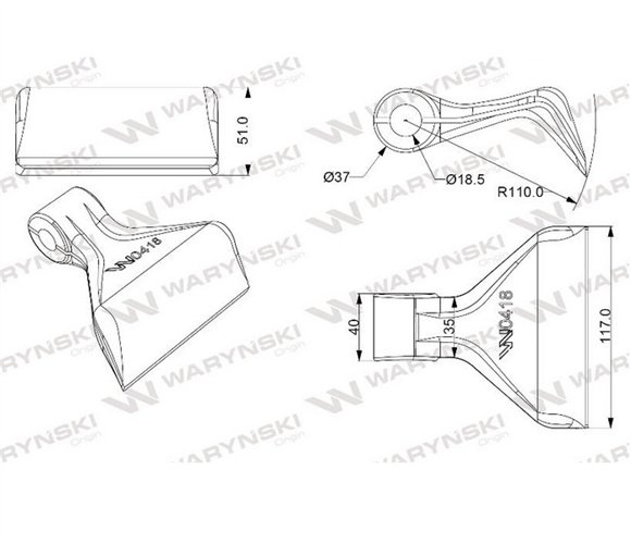 Bijak młotkowy mulczarka zastosowanie otwór 18 mm Waryński