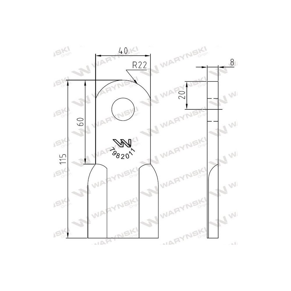 Bijak młotkowy mulczarka zastosowanie Samasz Celli otwór 16 mm Waryński