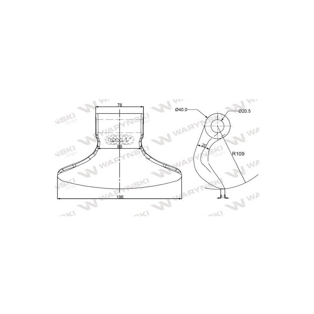 Bijak młotkowy mulczarka zastosowanie Perfekt Rosatella otwór 20 mm Waryński