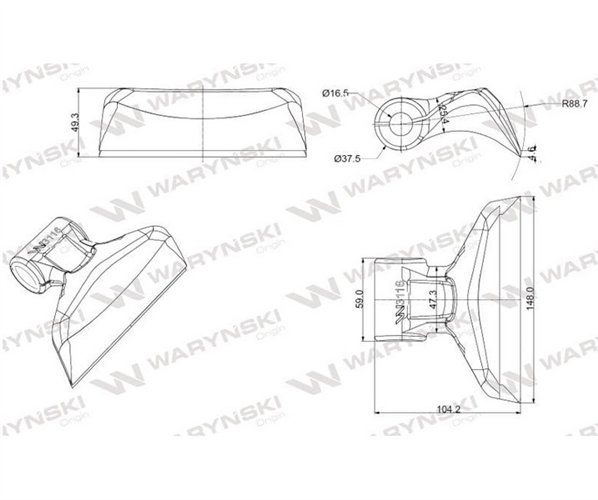 Bijak młotkowy mulczarka zastosowanie Gestin Humus Terral otwór 16 mm Waryński