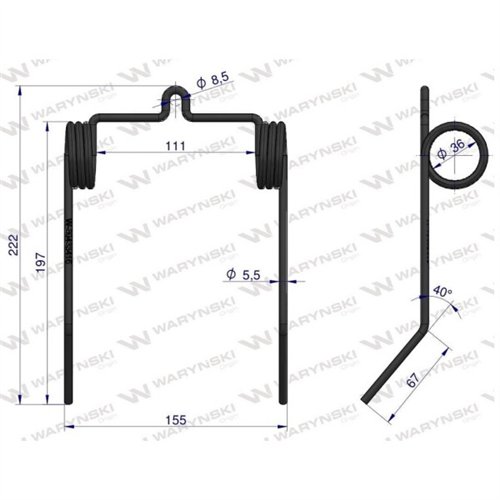 Palec sprężysty nagarniacza motowideł zastosowanie New Holand 80433415 Waryński