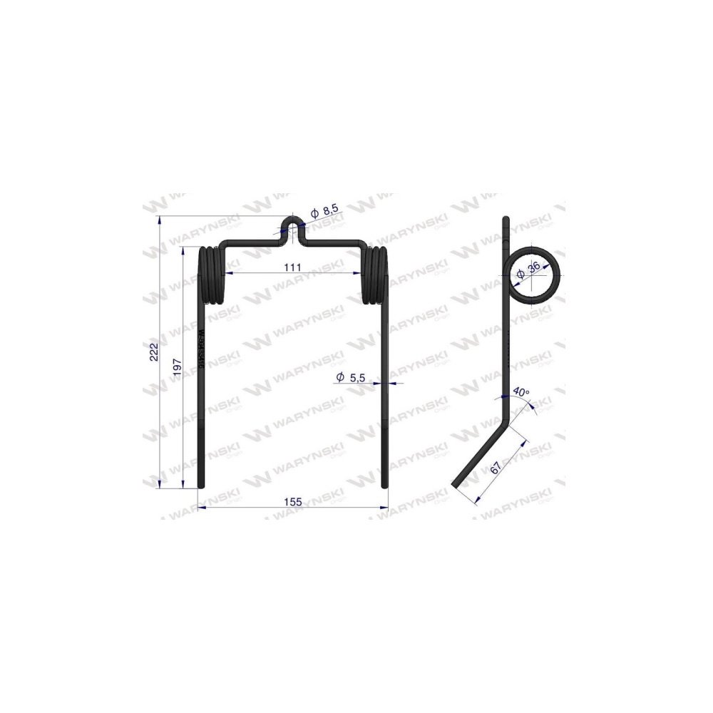 Palec sprężysty nagarniacza motowideł zastosowanie New Holand 80433415 Waryński