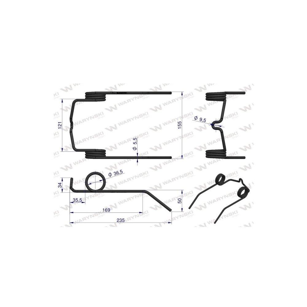 Palec sprężysty motowideł nagarniacza zastosowanie New Holland 89819750 Waryński