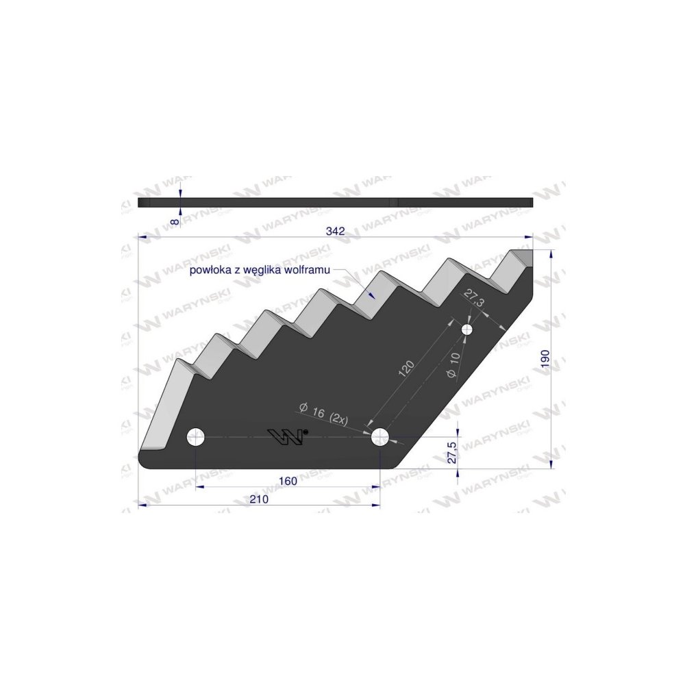 Nóż paszowozu zastosowanie Triolet. Stoll z węglikiem wolframu Waryński