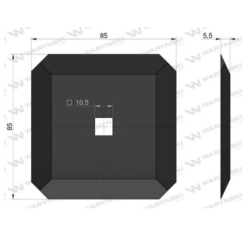Nóż paszowozu kwadrat 85x5 mm zastosowanie Luclar Seko DeLaval Waryński