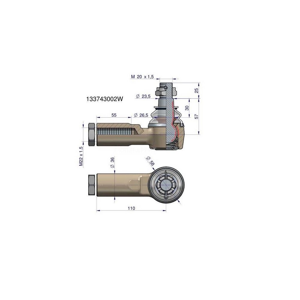 Przegub kierowniczy Case, Steyr 133743002 WARYŃSKI
