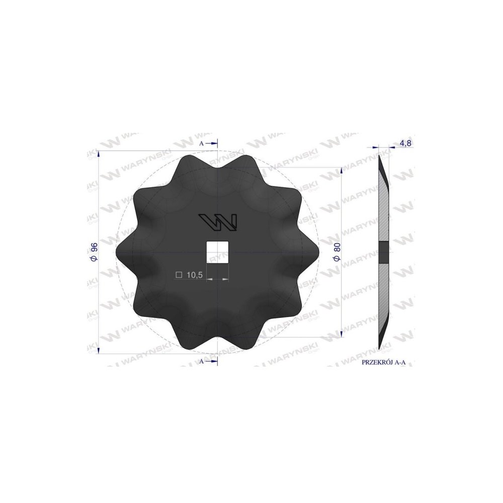 Nóż paszowozu okrągły 96x5 mm zastosowanie do Luclar Waryński