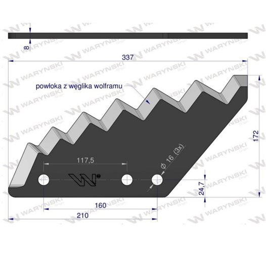Nóż paszowozu zastosowanie Kuhn z węglikiem wolframu Waryński