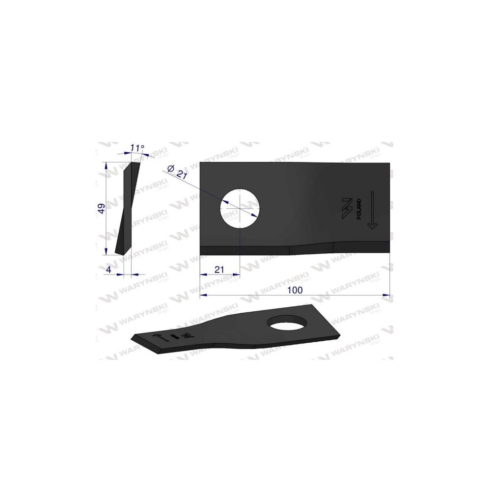 Nóż, nożyk kosiarka 100X48X4X21 prawy zastosowanie 434978 Pottinger WARYŃSKI ( sprzedawane po 25 )