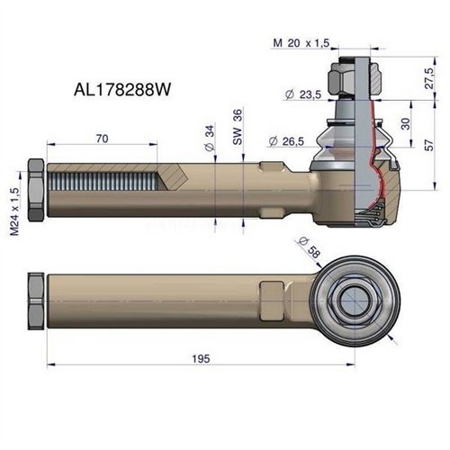 Przegub kierowniczy John Deere AL178288 WARYŃSKI