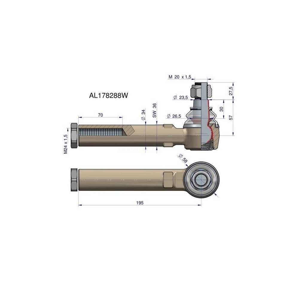 Przegub kierowniczy John Deere AL178288 WARYŃSKI