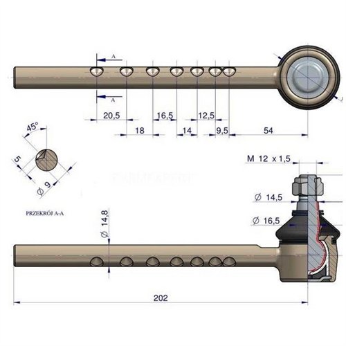 Przegub kierowniczy Massey Ferguson 1860408M2 WARYŃSKI