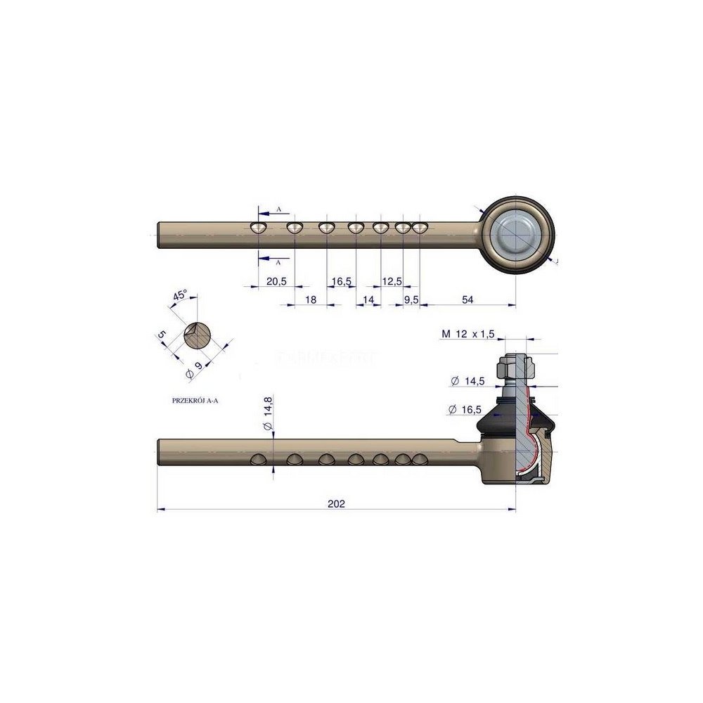 Przegub kierowniczy Massey Ferguson 1860408M2 WARYŃSKI