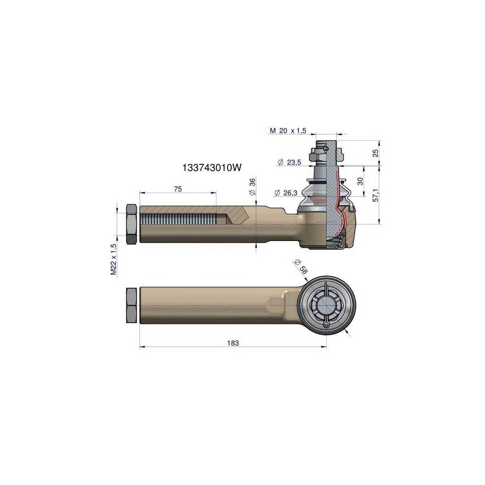 Przegub kierowniczy Case, Steyr 133743010 WARYŃSKI