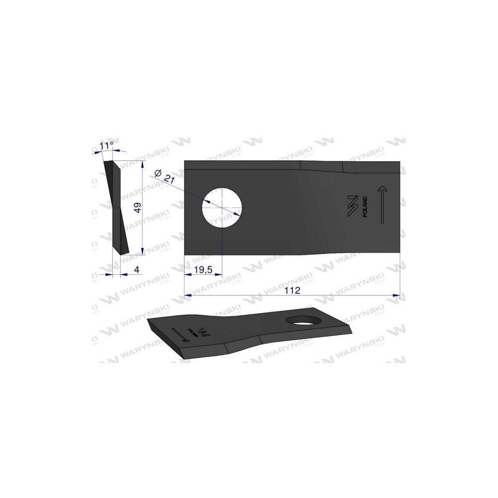 Nóż, nożyk kosiarka 112X48X4X22 lewy zastosowanie 4349690 Pottinger WARYŃSKI ( sprzedawane po 25 )