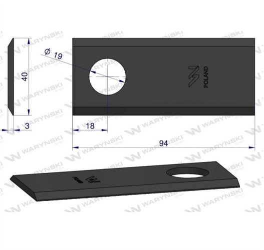 Nóż, nożyk kosiarka rotacyjna (polska) 5036010450 WARYŃSKI ( sprzedawane po 25 )