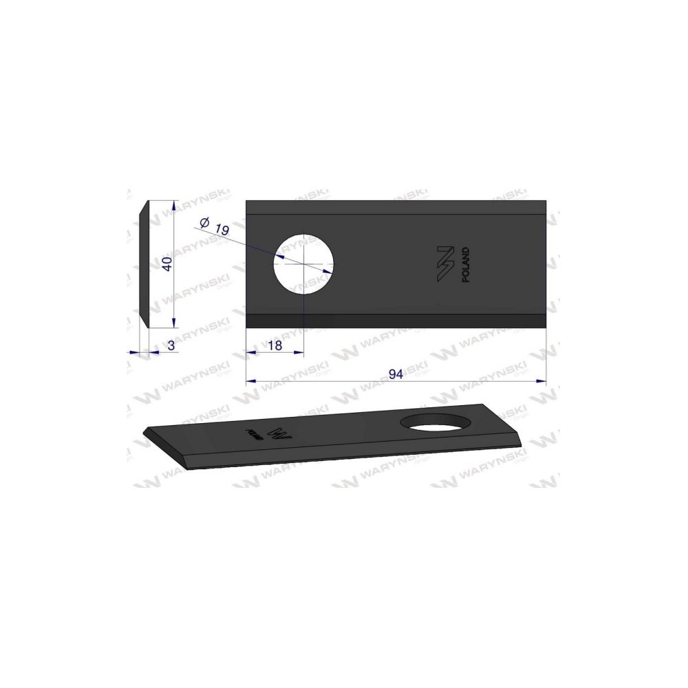 Nóż, nożyk kosiarka rotacyjna (polska) 5036010450 WARYŃSKI ( sprzedawane po 25 )