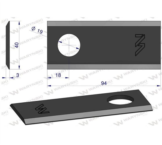 Nóż. nożyk kosiarka (polska) szlifowany ostry 5036010450 9781860 WARYŃSKI ( sprzedawane po 25 )