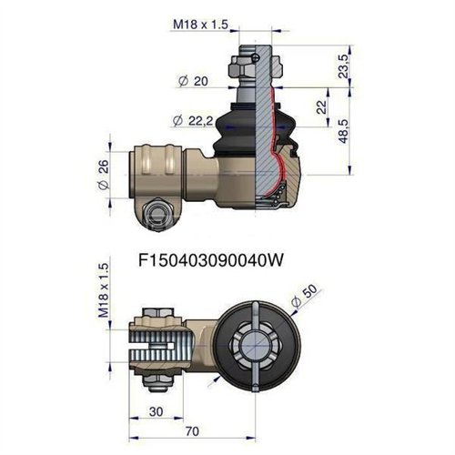 Przegub kierowniczy Fendt F150403090040 WARYŃSKI