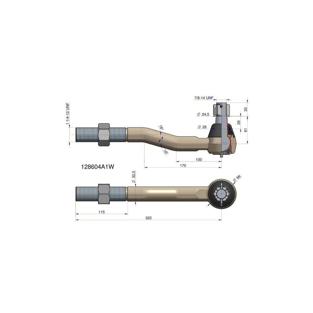 Przegub kierowniczy Case 128604A1 WARYŃSKI