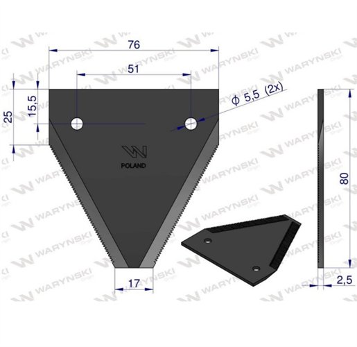 Nóż, nożyk listwy nożowej Bizon 506000001 ząbkowanie od spodu WARYŃSKI ( sprzedawane po 20 )