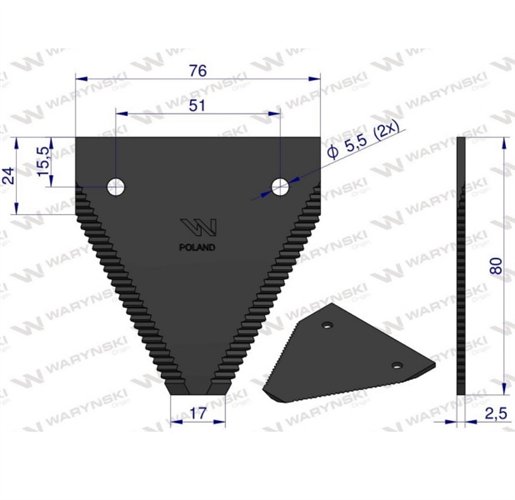 Nóż, nożyk listwy nożowej Bizon 506000001 ząbkowanie na wierzchu WARYŃSKI ( sprzedawane po 20 )