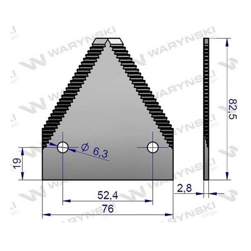 Nóż żniwny ostrza ząbkowane na wierzchu listwa nożowa zastosowanie 80365110 New Holland WARYŃSKI ( sprzedawane po 25 )