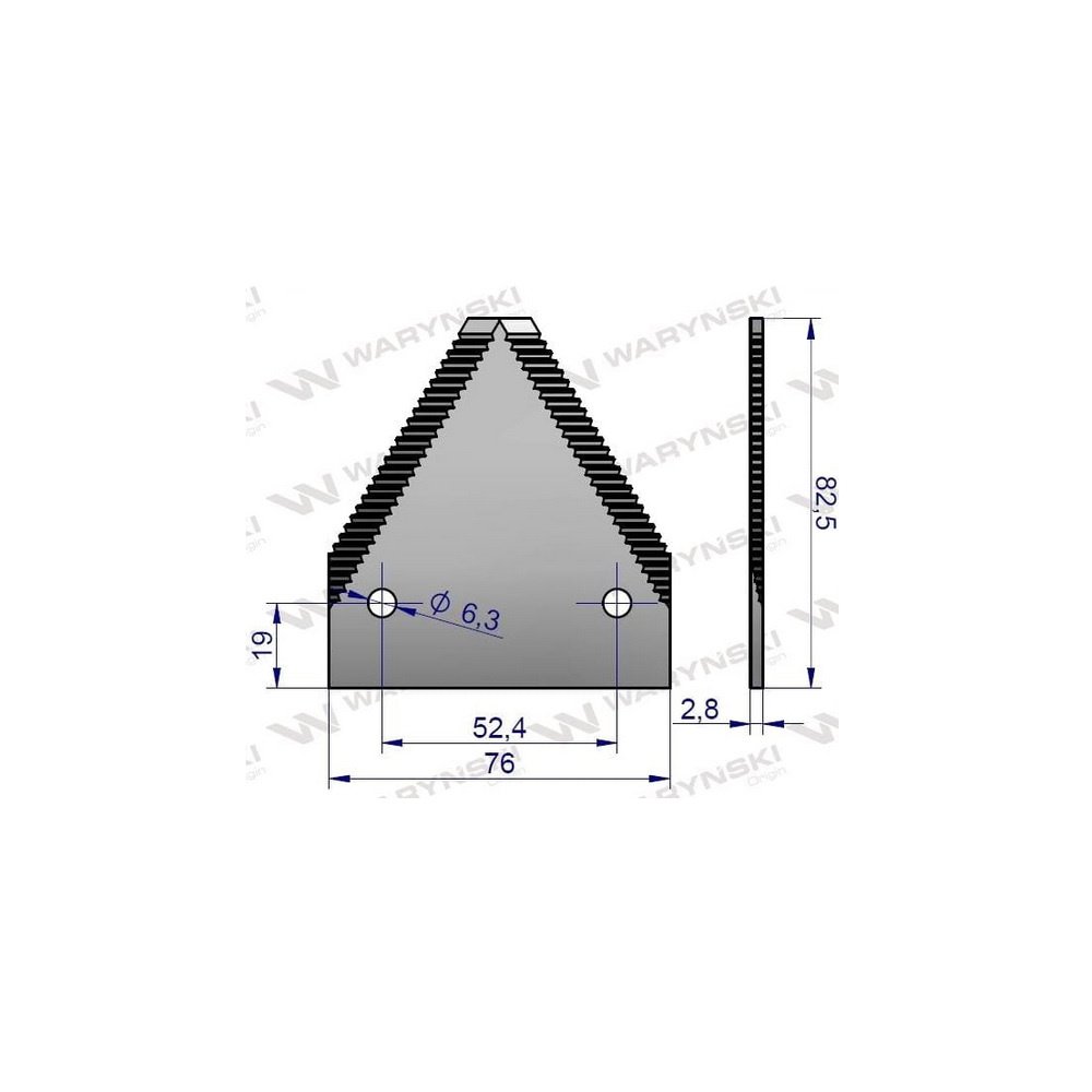 Nóż żniwny ostrza ząbkowane na wierzchu listwa nożowa zastosowanie 80365110 New Holland WARYŃSKI ( sprzedawane po 25 )